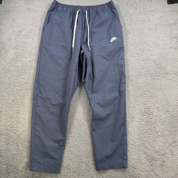 Nike Pants Men’s L Blue Club Woven Tapered Leg Standard Fit Drawstring - Picture 1 of 11